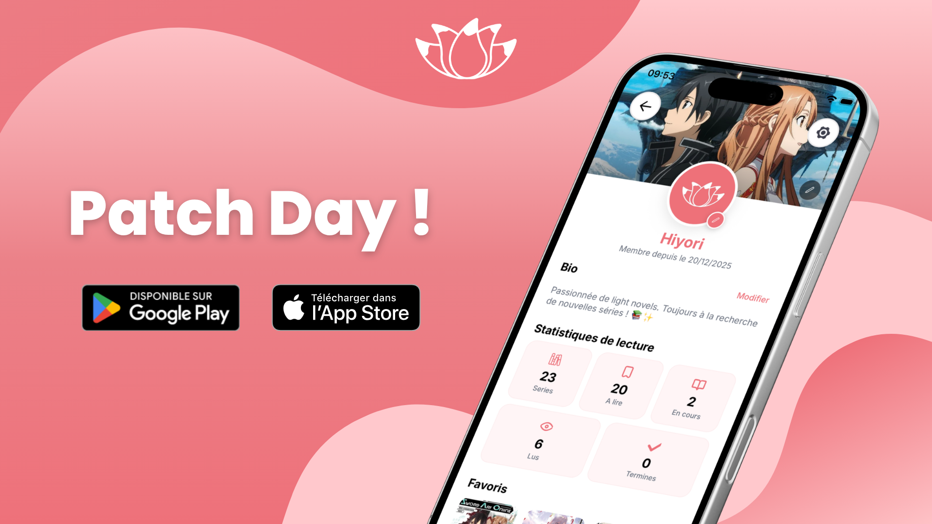 Patchnote App Mobile — avatar, profils utilisateurs et nouveautés